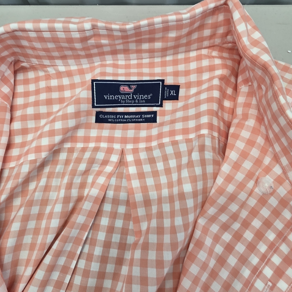 Vineyard Vines Salmon Pink Gingham Dress Shirt - Picture 4 of 7